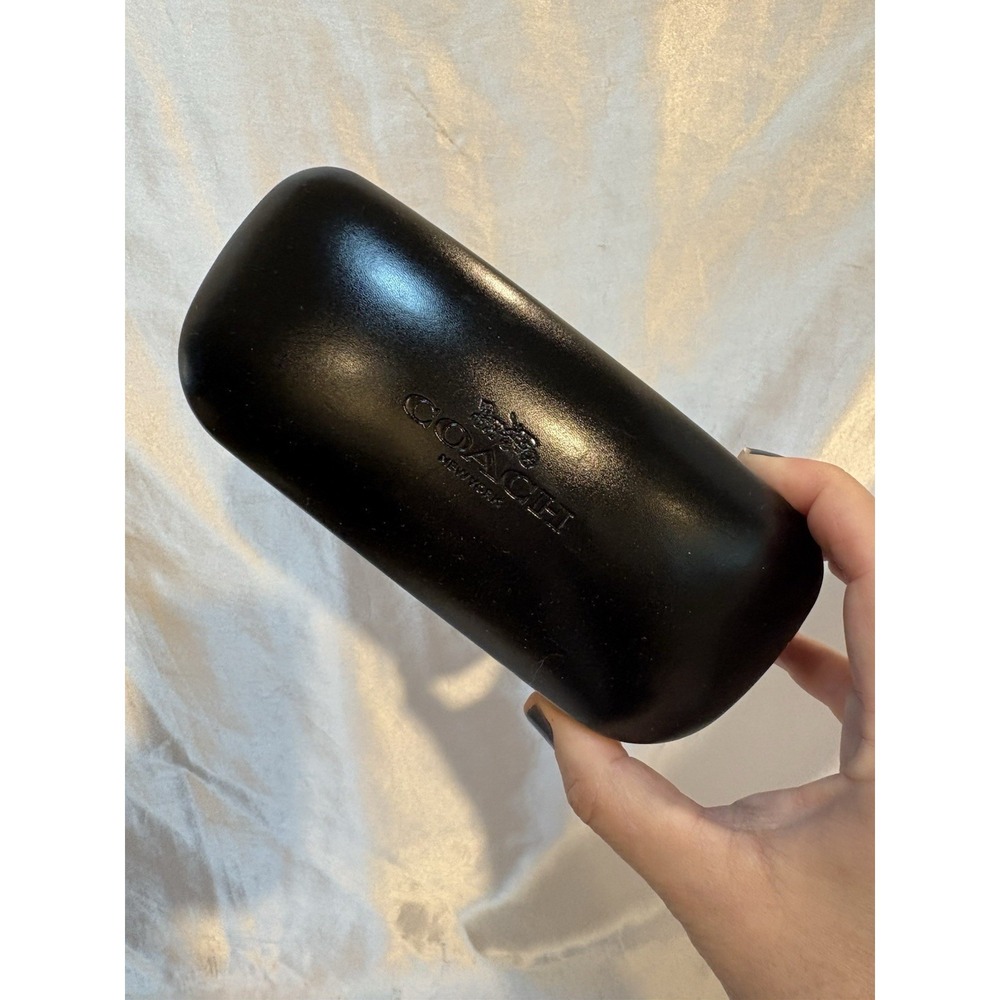 Coach Large Black Leather Hard Clam-Shell Sunglass Case